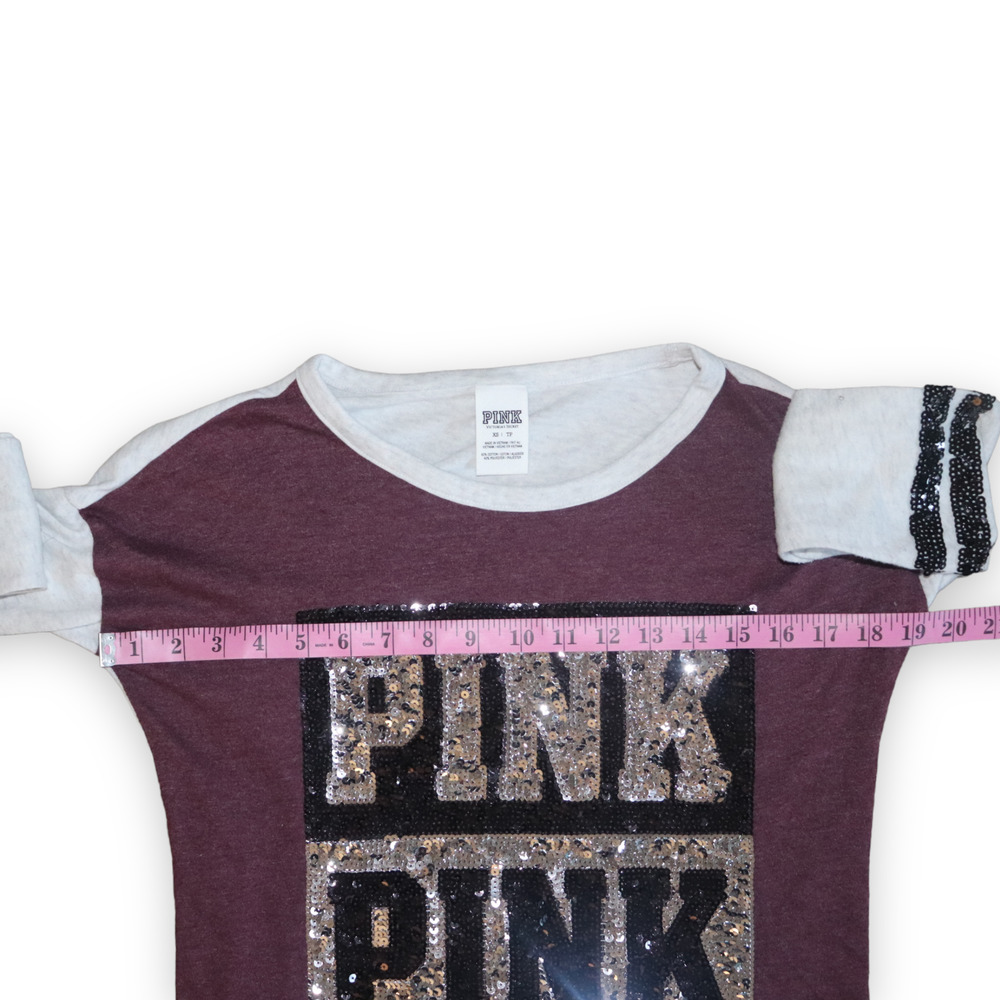 PINK Victoria’s Secret Sequin Embellished T-Shirt Size XS - Picture 6 of 9
